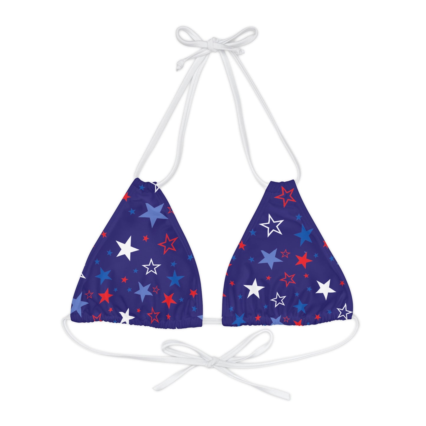 Patriotic Stars- Blue Strappy Triangle Bikini Top