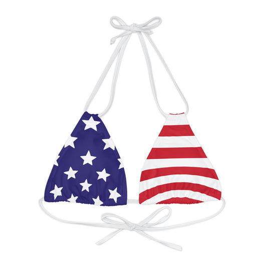 US Flag Strappy Triangle Bikini Top