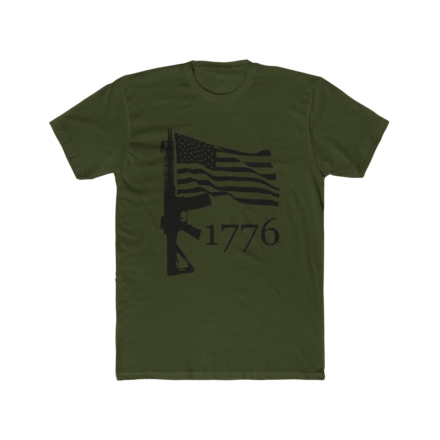 US Flag-Rifle-1776 Cotton Crew Tee