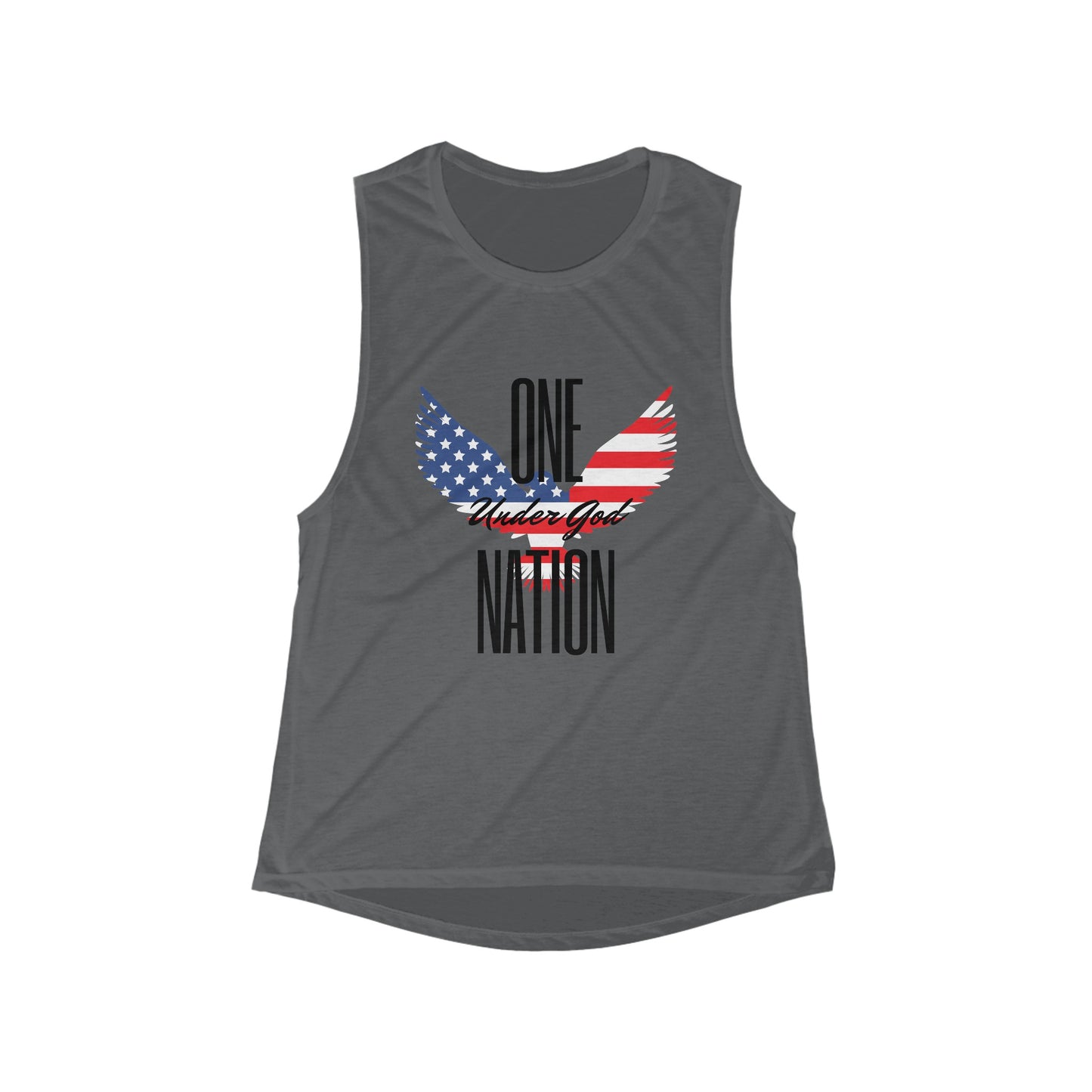 One Nation- Eagle, Women's Flowy Scoop Muscle Tank