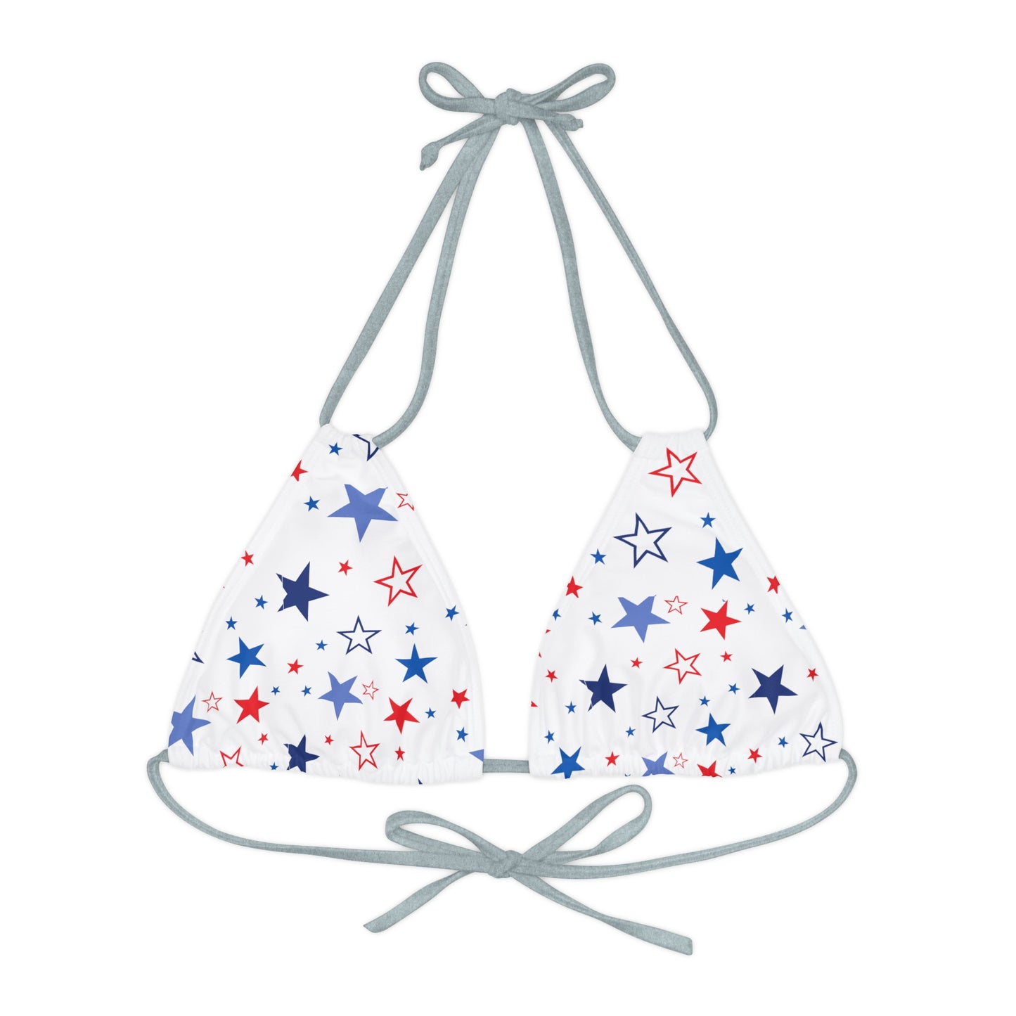 Patriotic Stars- White Strappy Triangle Bikini Top