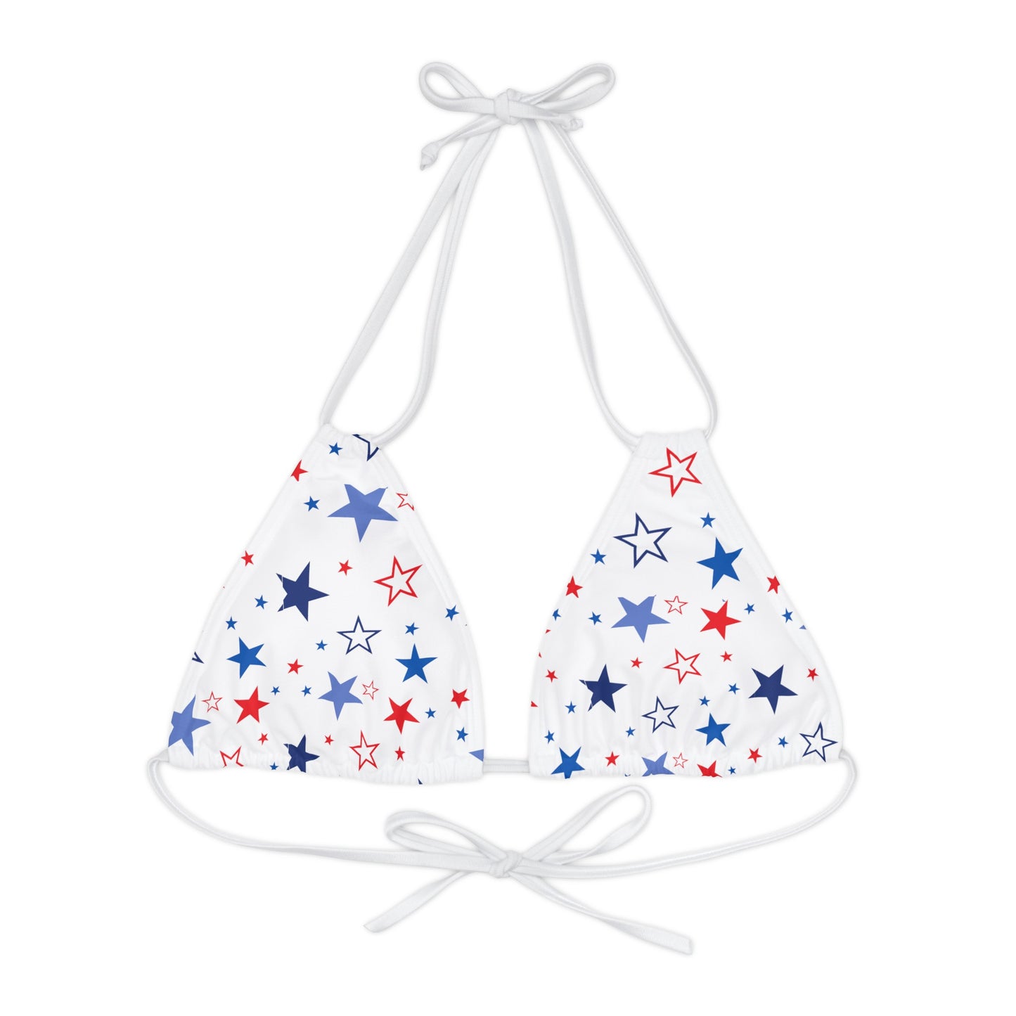 Patriotic Stars- White Strappy Triangle Bikini Top