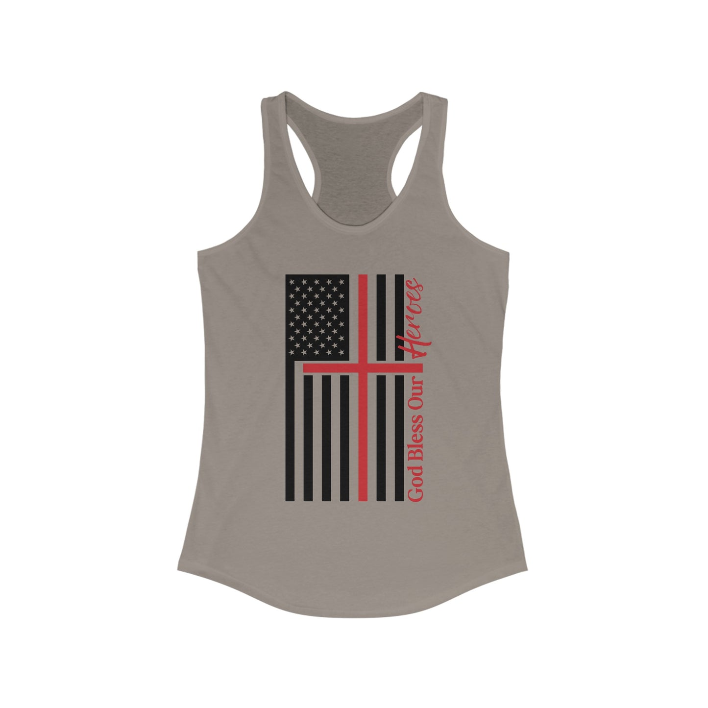 God Bless Our Firefighter Heroes Women's Ideal Racerback Tank