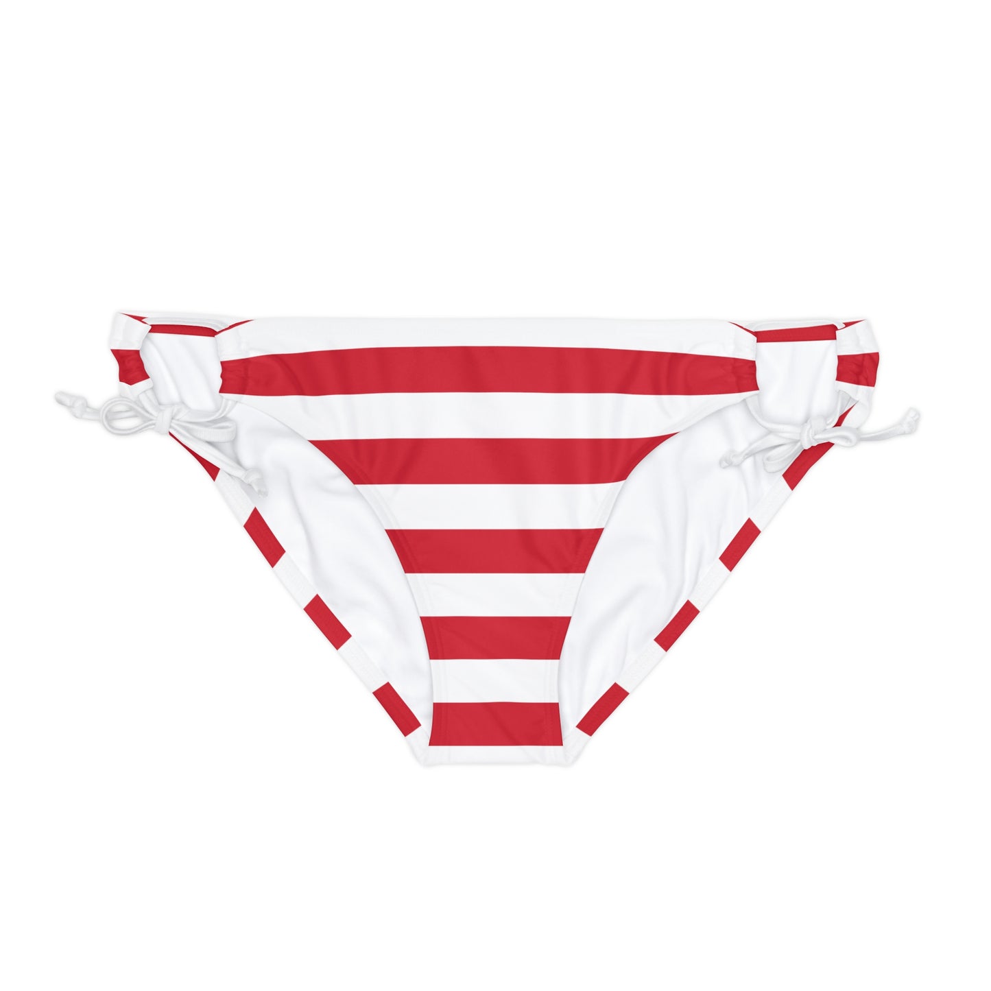 Red Striped Loop Tie Side Bikini Bottom