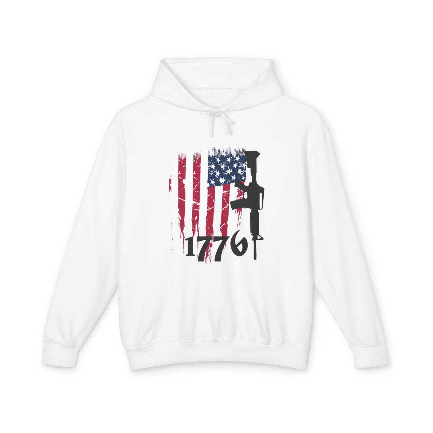 1776 US Flag Unisex Lightweight Hooded Sweatshirt