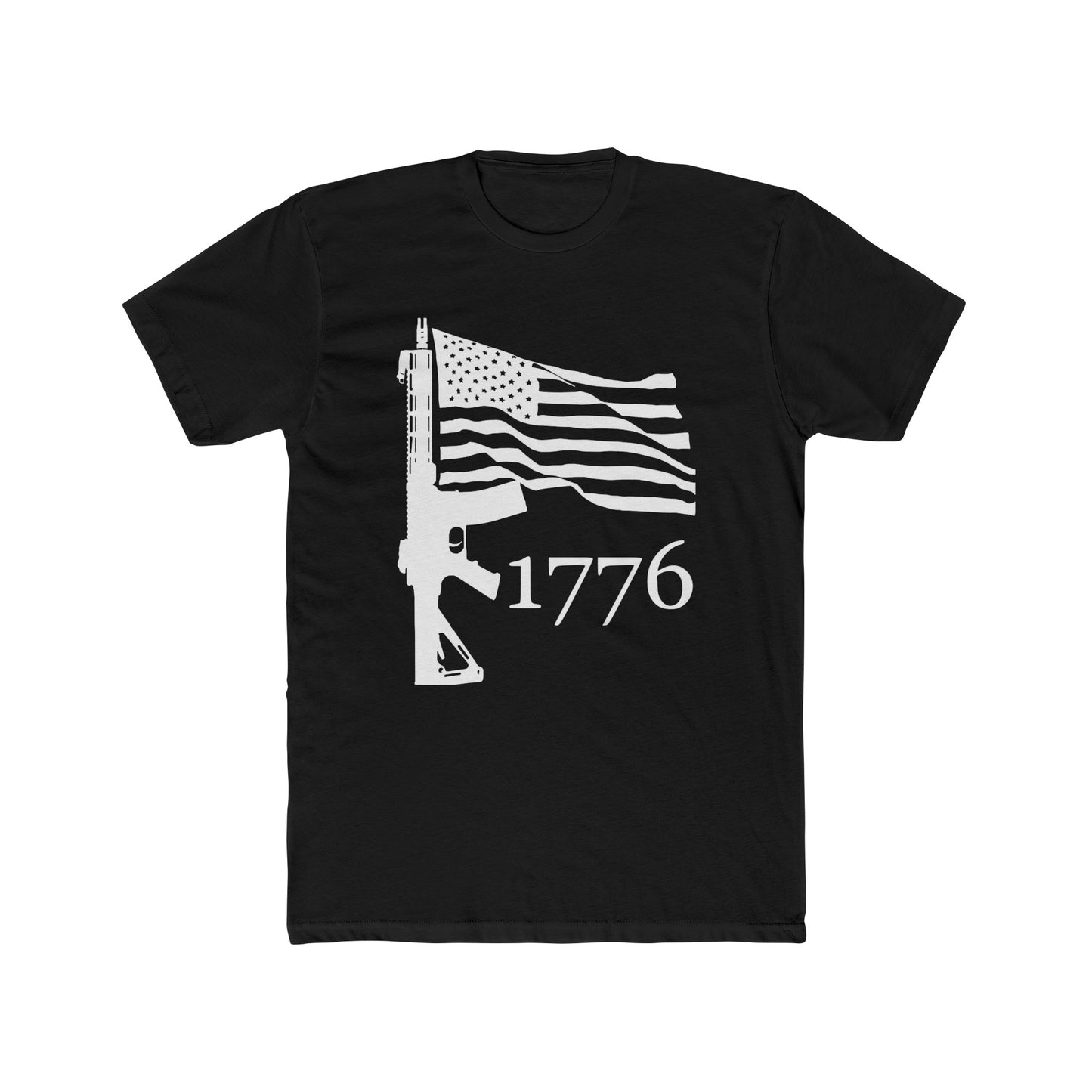 US Flag-Rifle-1776 Cotton Crew Tee