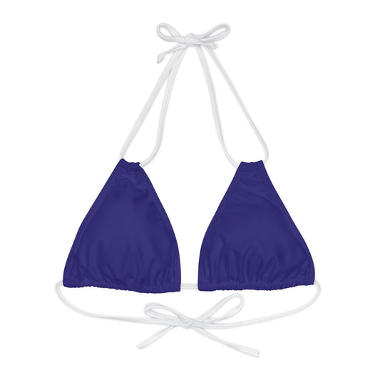 Blue Strappy Triangle Bikini Top