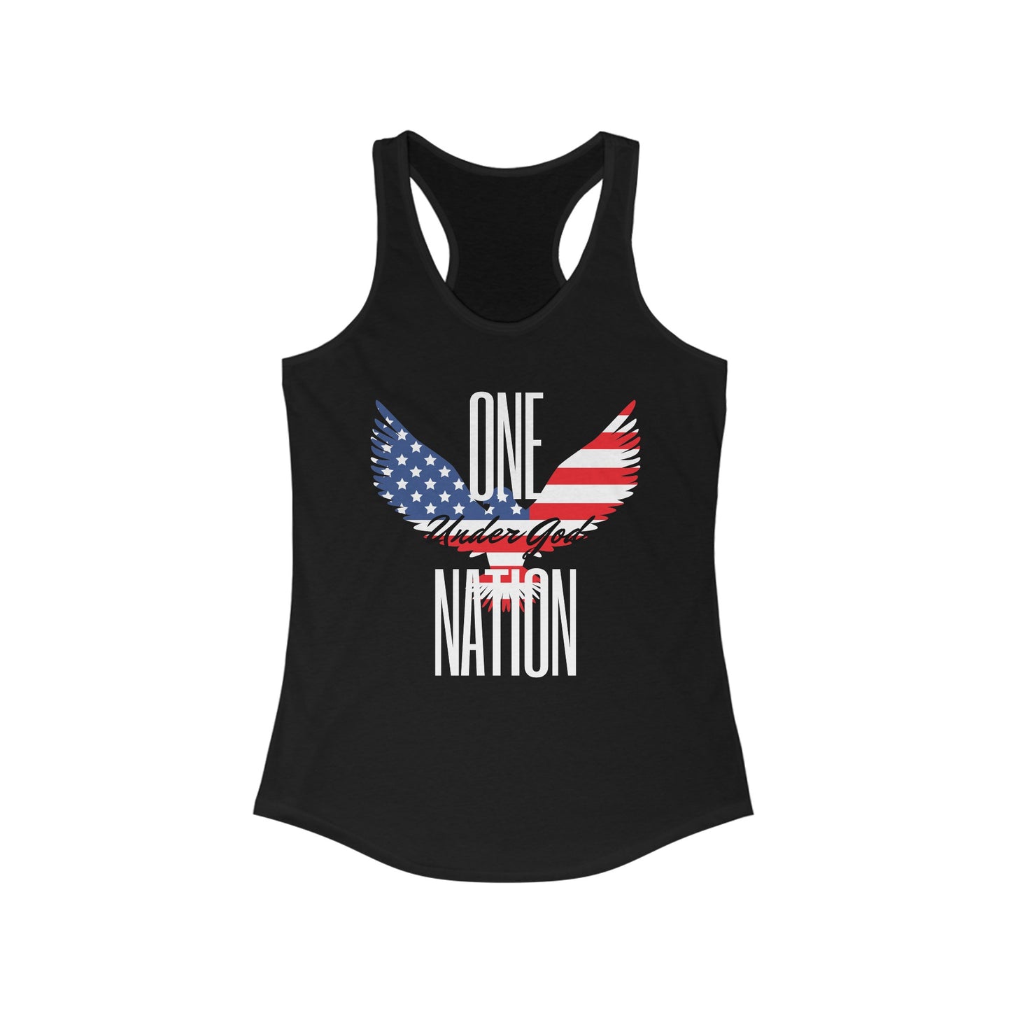 One Nation- Eagle, Women's Ideal Racerback Tank