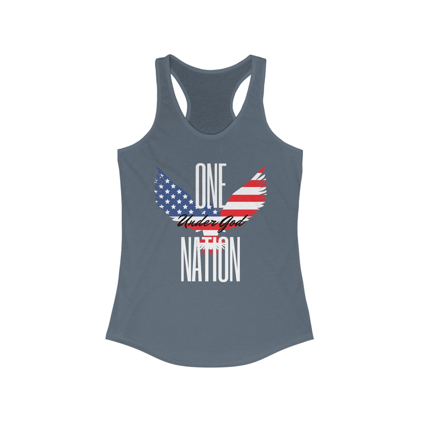 One Nation- Eagle, Women's Ideal Racerback Tank