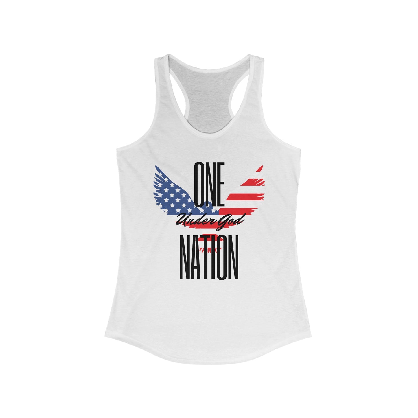 One Nation- Eagle, Women's Ideal Racerback Tank