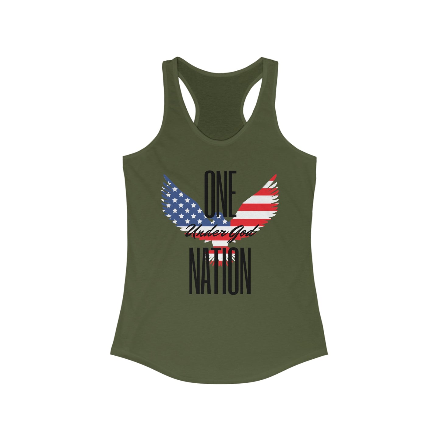 One Nation- Eagle, Women's Ideal Racerback Tank