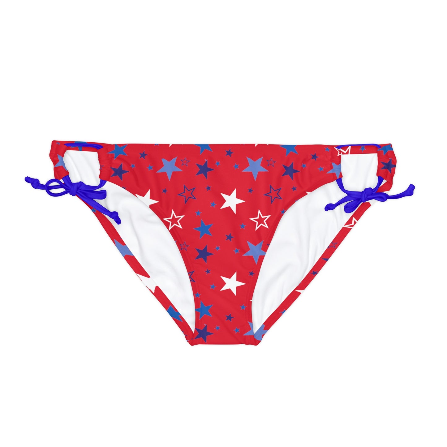 Patriotic Stars- Red Loop Tie Side Bikini Bottom