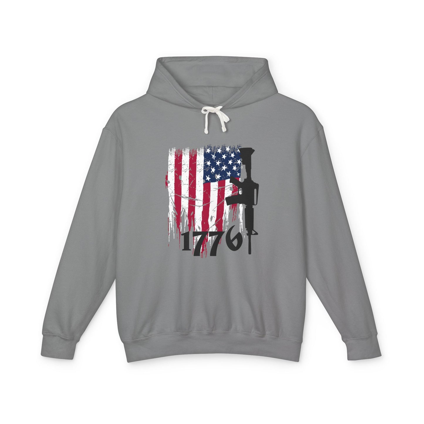 1776 US Flag Unisex Lightweight Hooded Sweatshirt