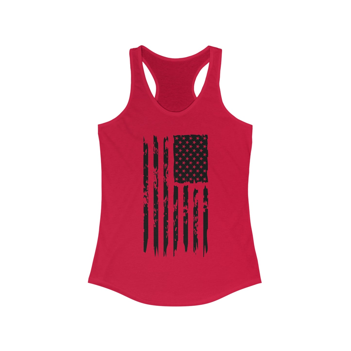 US Flag- Black/White Women's Ideal Racerback Tank