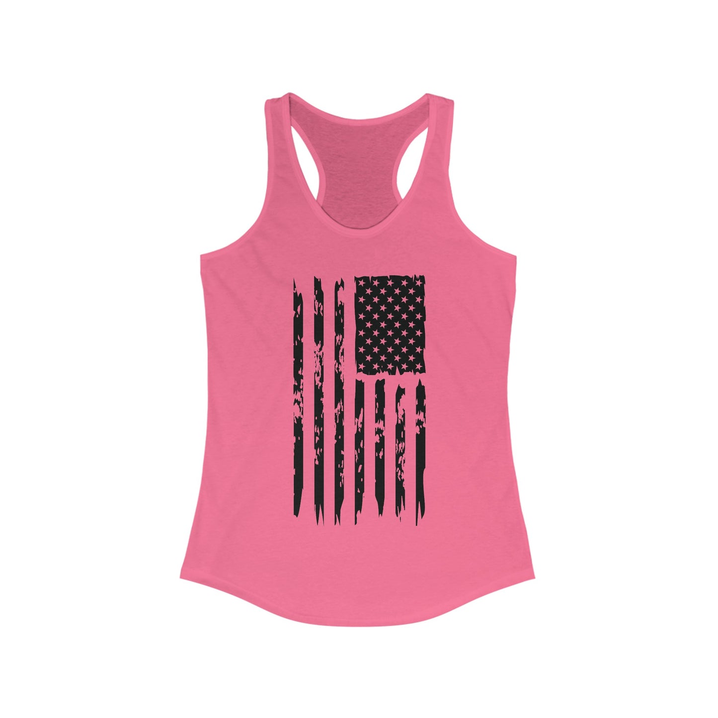 US Flag- Black/White Women's Ideal Racerback Tank