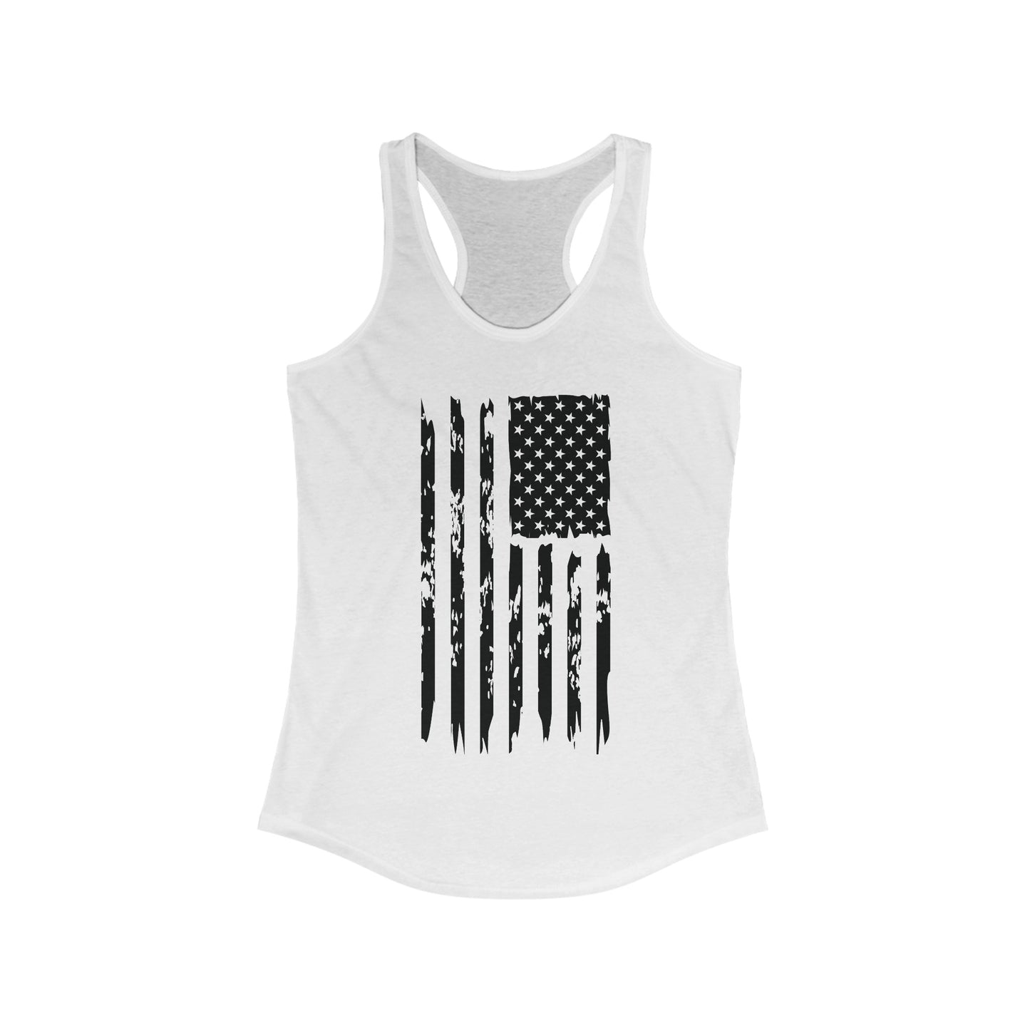 US Flag- Black/White Women's Ideal Racerback Tank