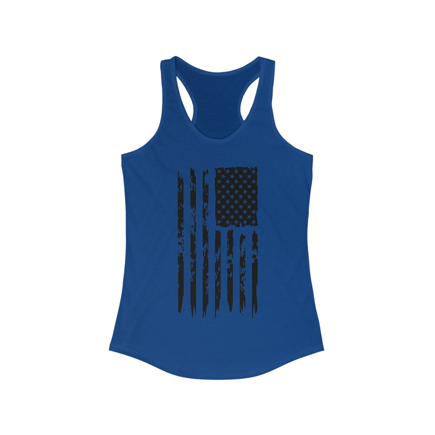 US Flag- Black/White Women's Ideal Racerback Tank