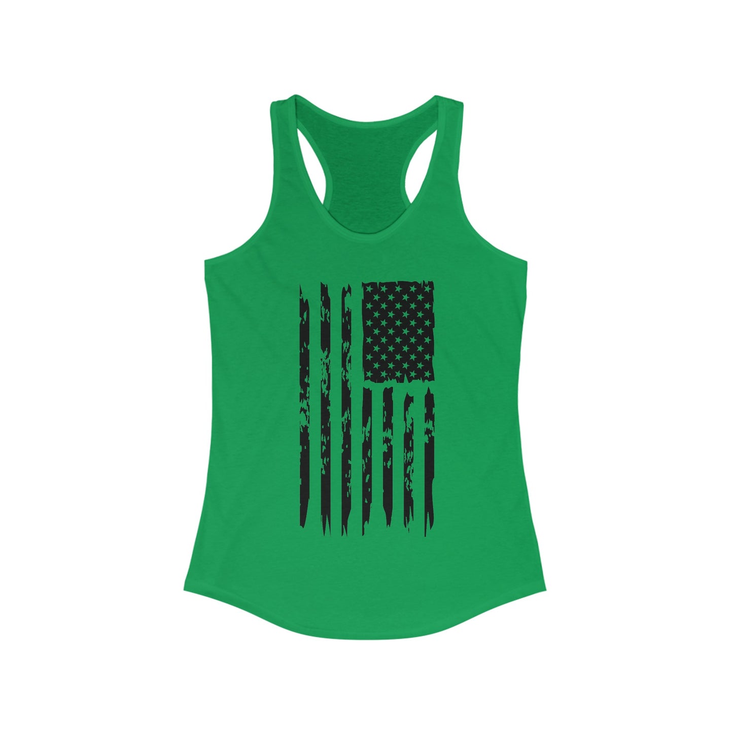 US Flag- Black/White Women's Ideal Racerback Tank