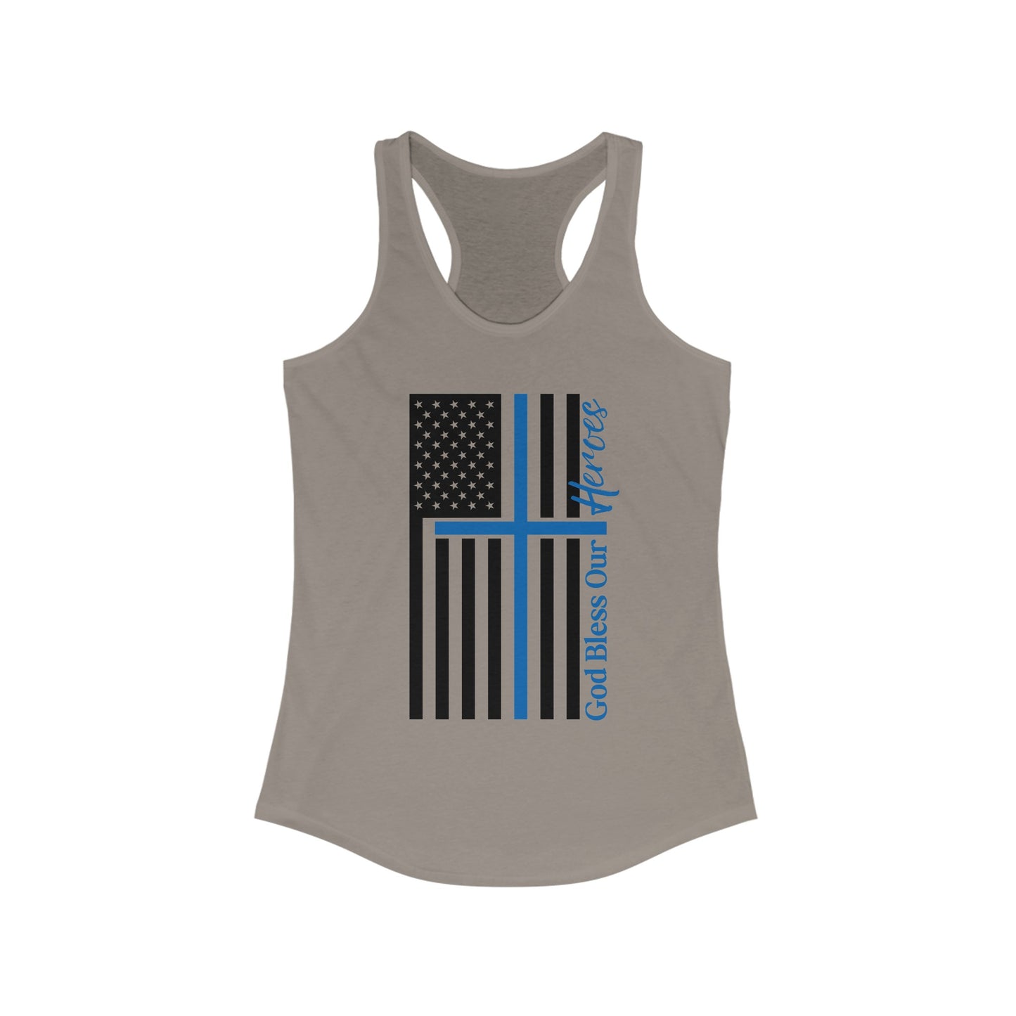 God Bless Our Police Heroes Women's Ideal Racerback Tank