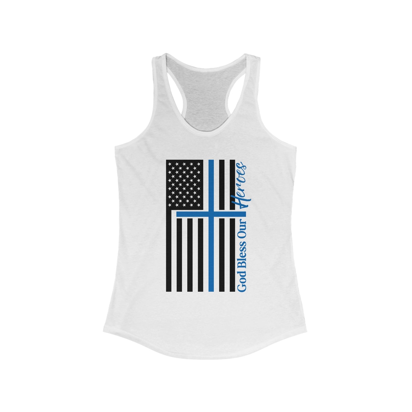 God Bless Our Police Heroes Women's Ideal Racerback Tank