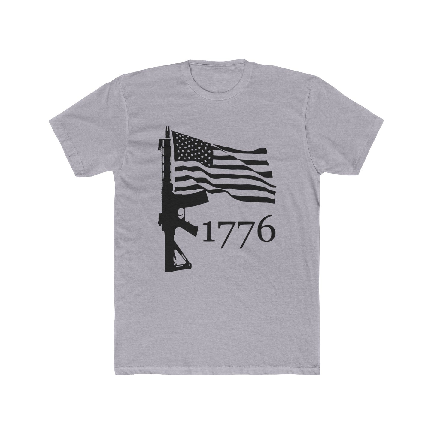 US Flag-Rifle-1776 Cotton Crew Tee