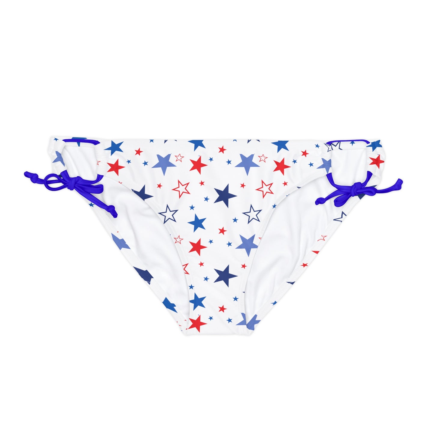 Patriotic Stars- White Loop Tie Side Bikini Bottom