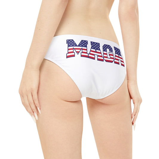 MAGA White Loop Tie Side Bikini Bottom