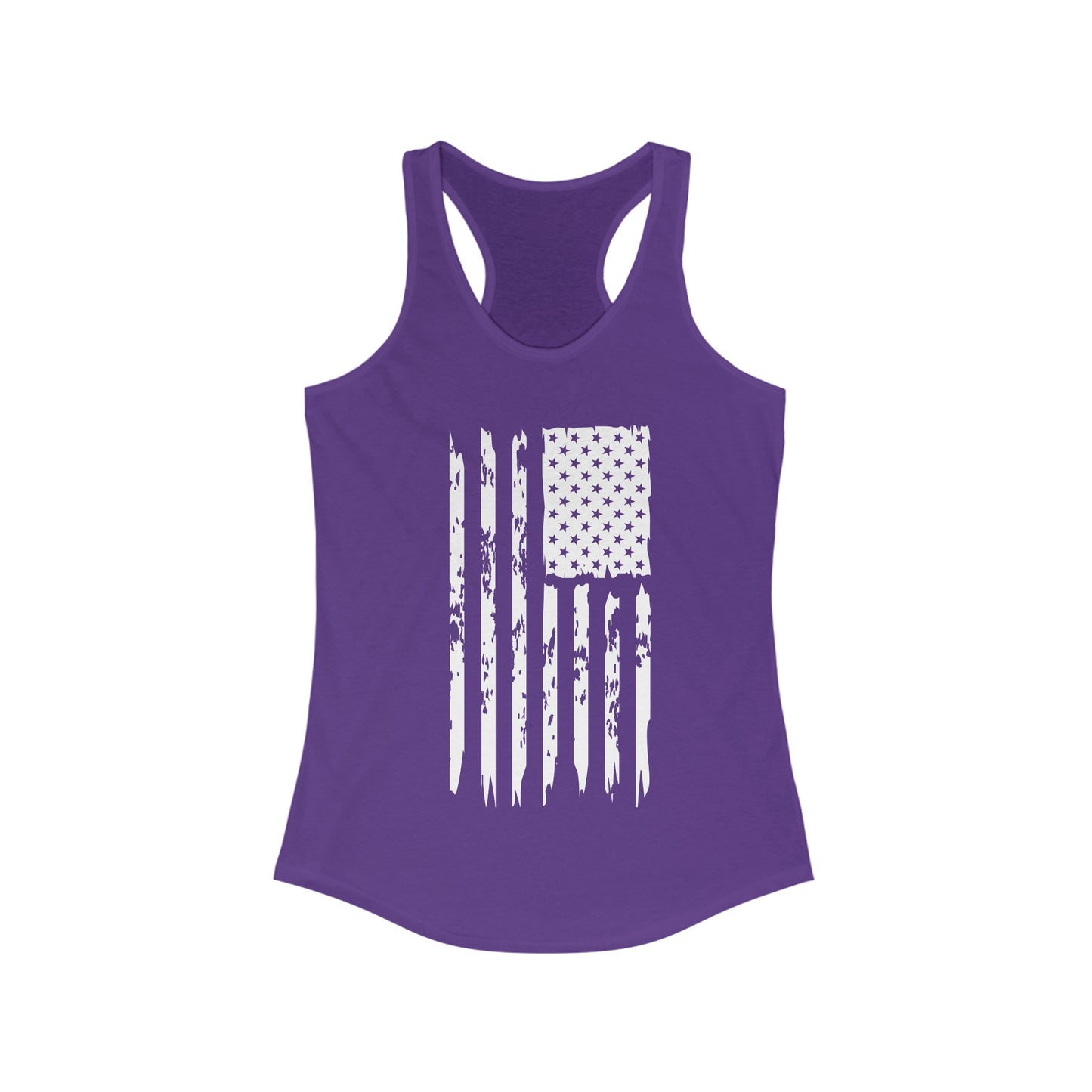 US Flag- Black/White Women's Ideal Racerback Tank