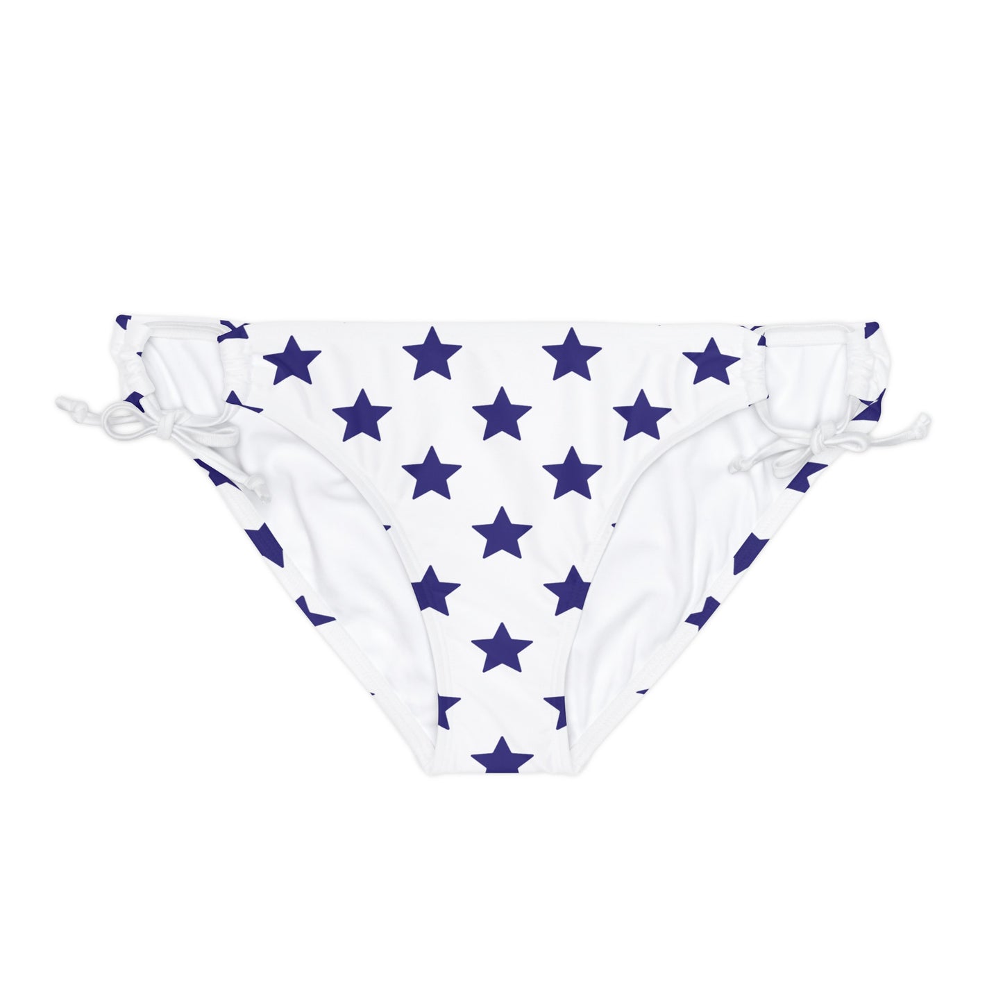 Blue Stars- White Loop Tie Side Bikini Bottom