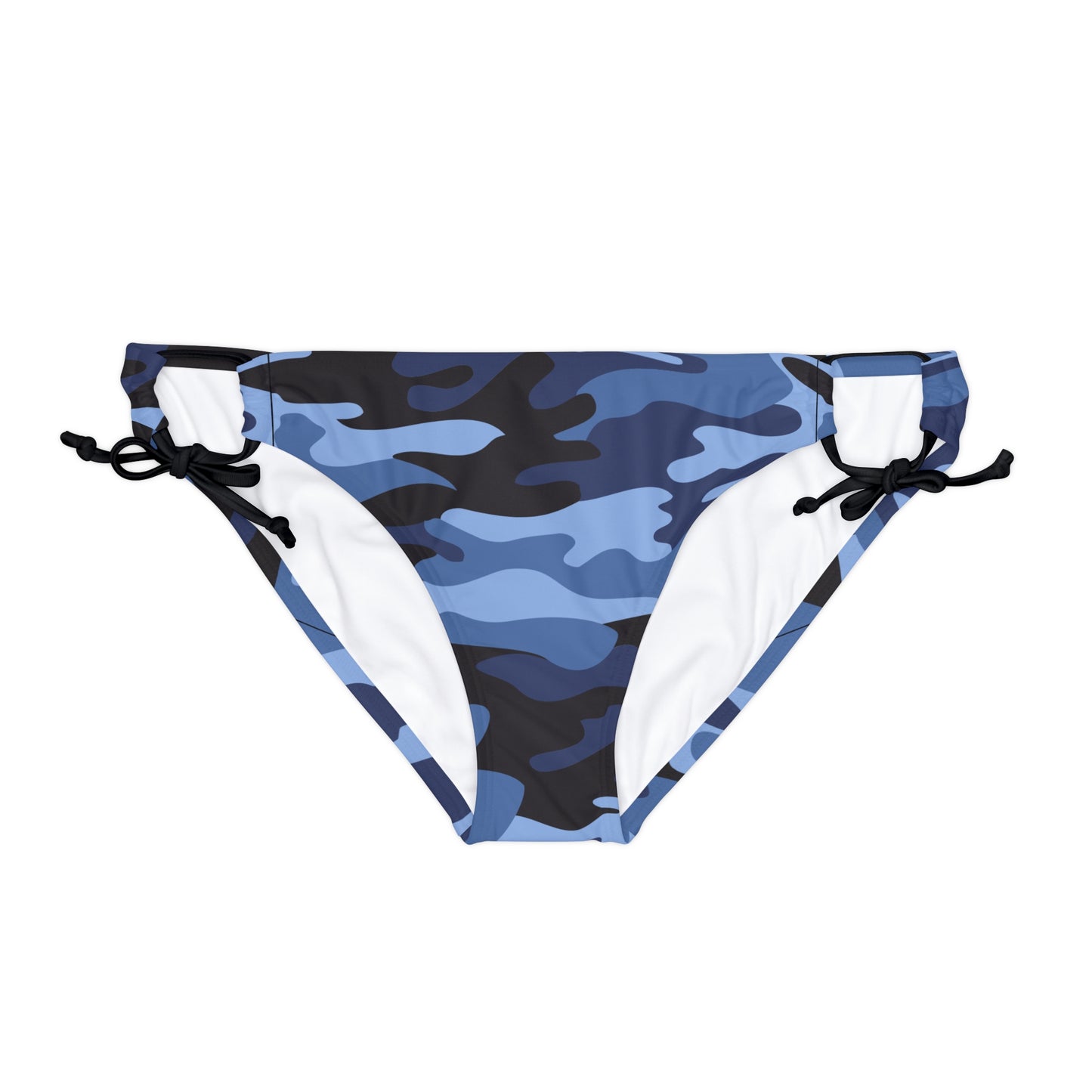 Camo Blue Loop Tie Side Bikini Bottom