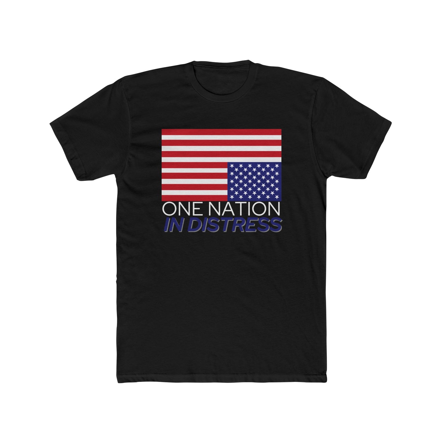 One Nation In Distress Cotton Crew Tee