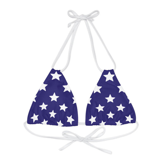 Blue Stars Strappy Triangle Bikini Top