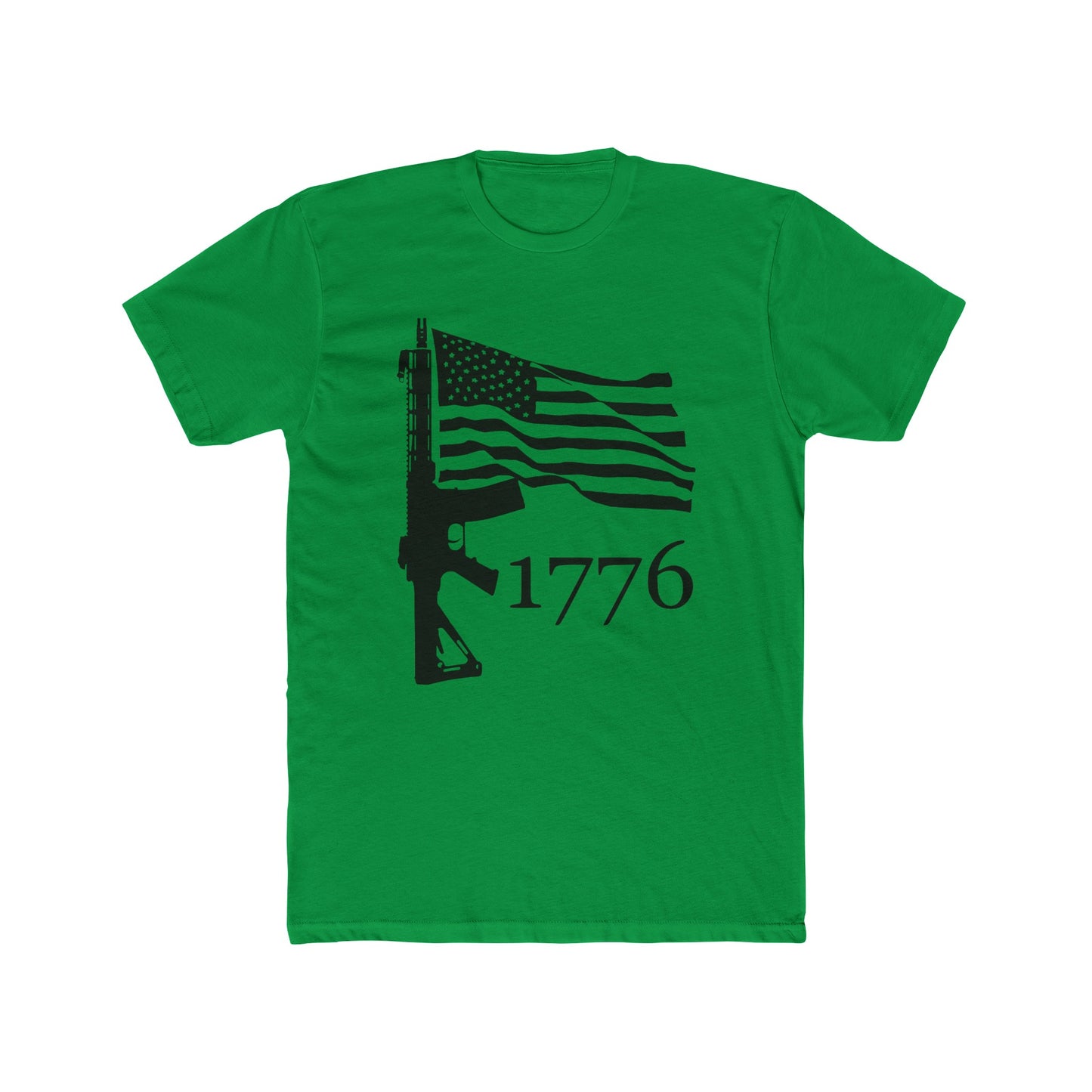 US Flag-Rifle-1776 Cotton Crew Tee