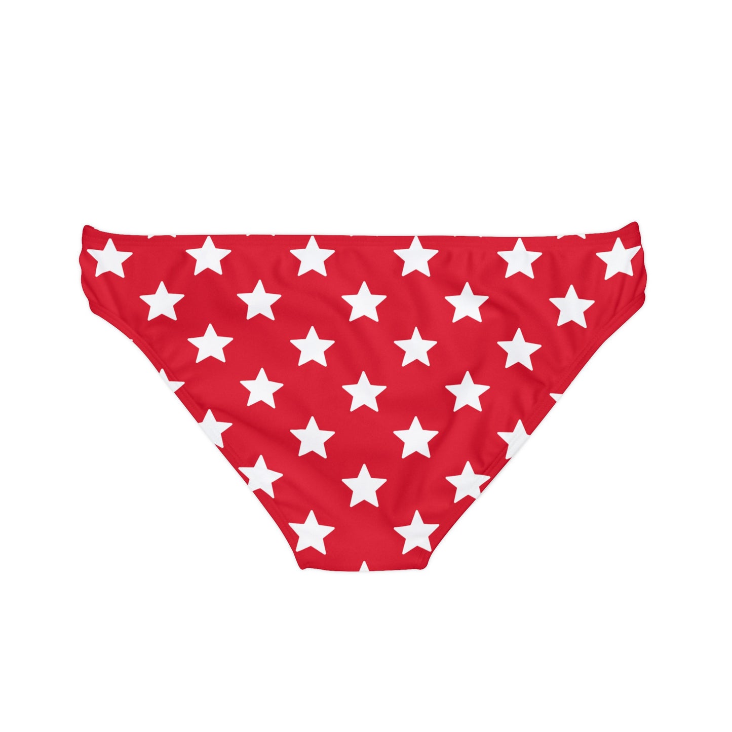 Red With White Stars Loop Tie Side Bikini Bottom