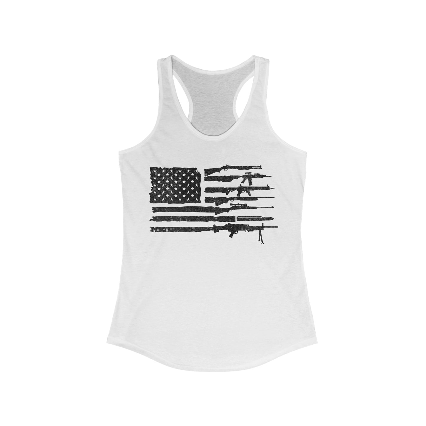 Flag of Guns, Black/White Women's Ideal Racerback Tank