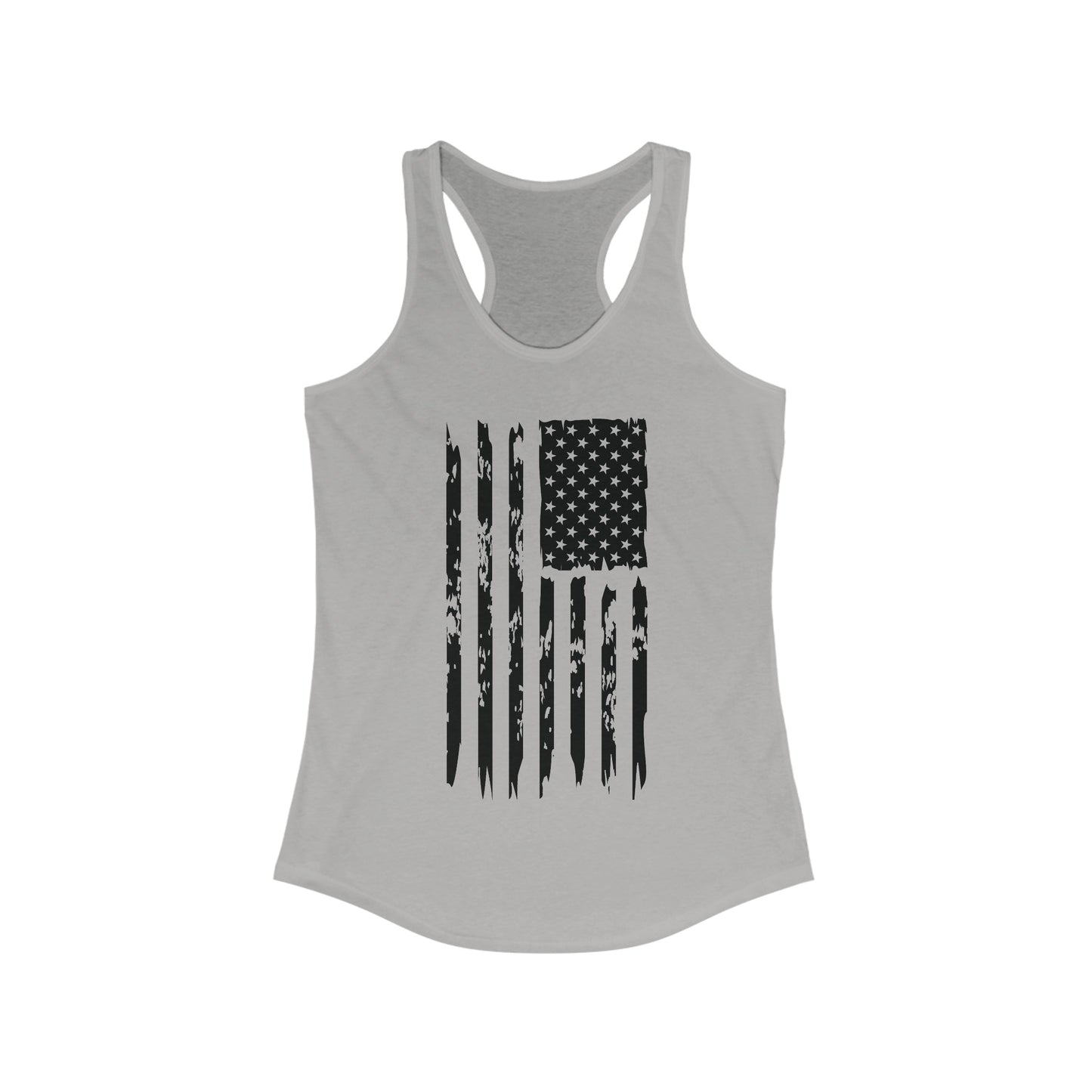 US Flag- Black/White Women's Ideal Racerback Tank