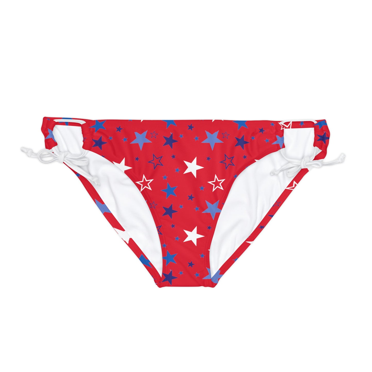 Patriotic Stars- Red Loop Tie Side Bikini Bottom