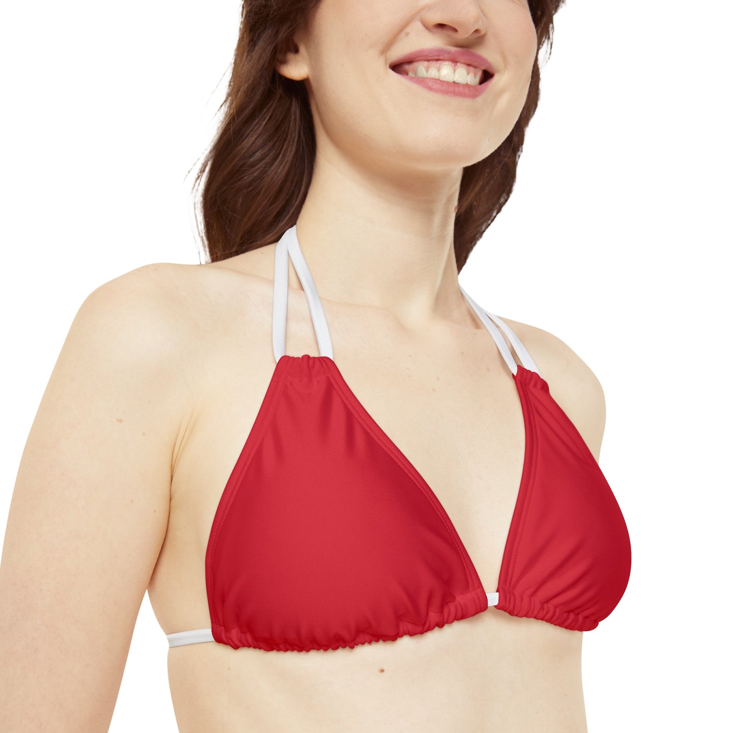 Red Strappy Triangle Bikini Top