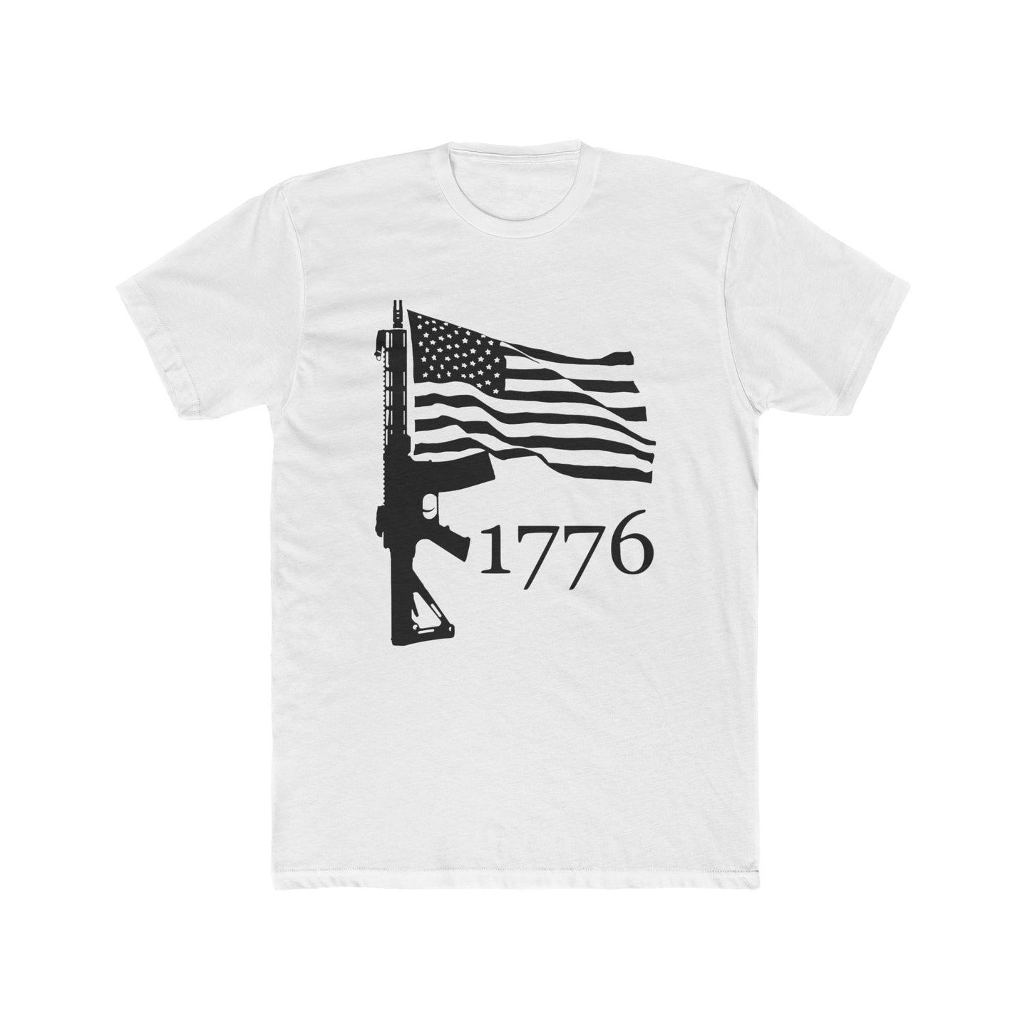 US Flag-Rifle-1776 Cotton Crew Tee