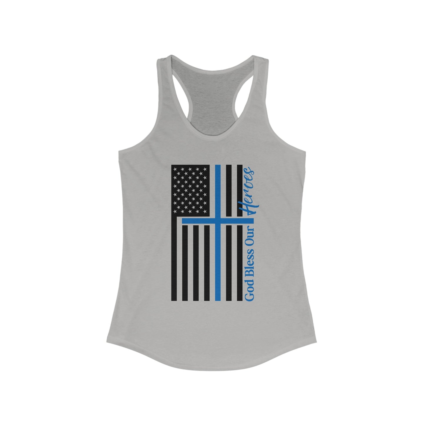 God Bless Our Police Heroes Women's Ideal Racerback Tank