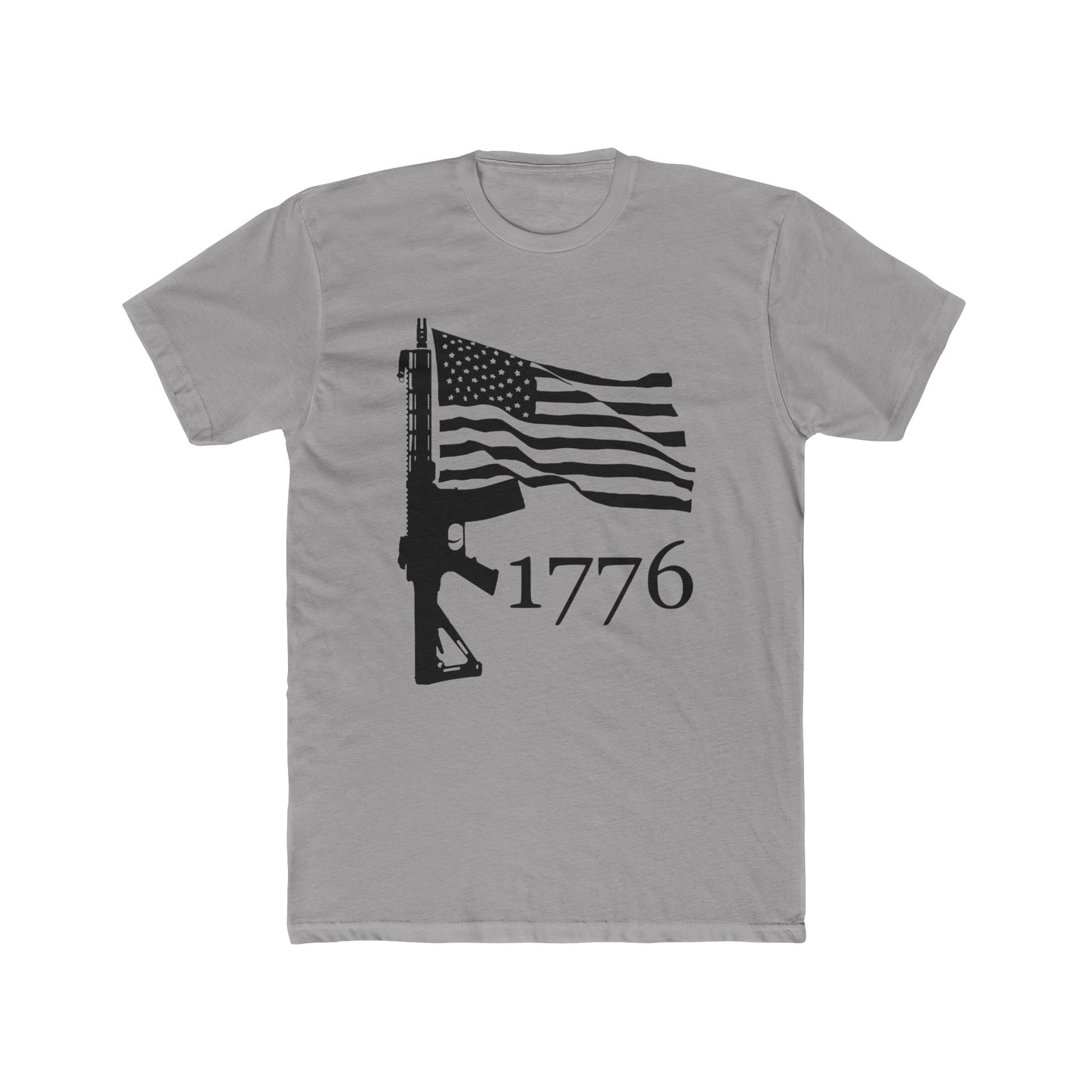 US Flag-Rifle-1776 Cotton Crew Tee