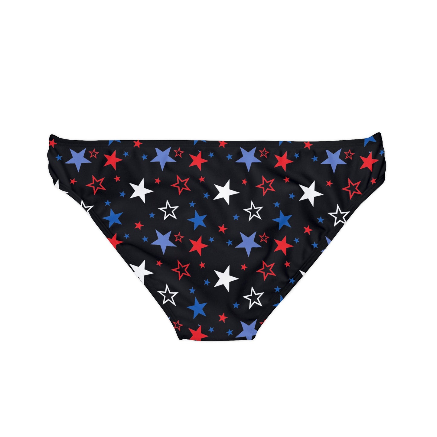 Patriotic Stars- Black Loop Tie Side Bikini Bottom