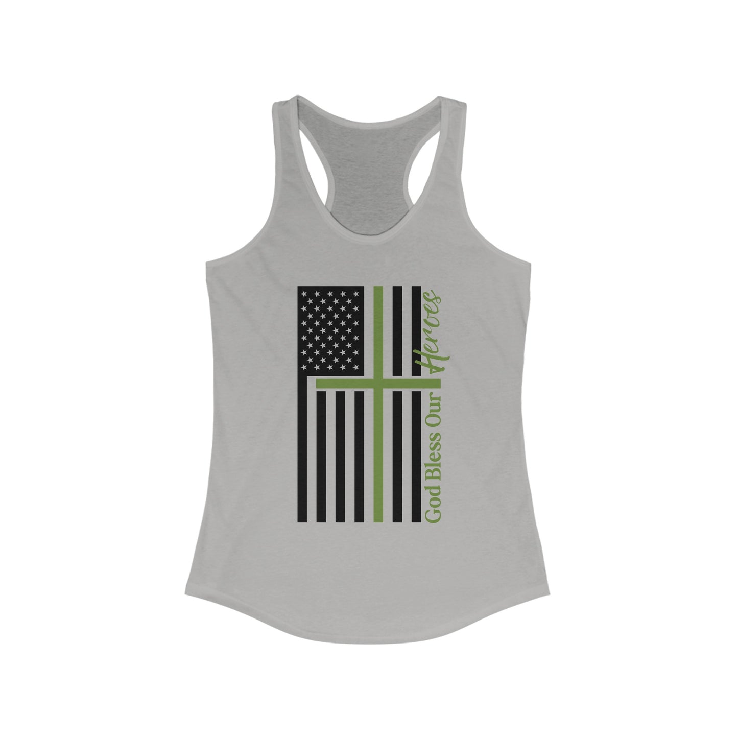 God Bless Our Militay Heroes Women's Ideal Racerback Tank