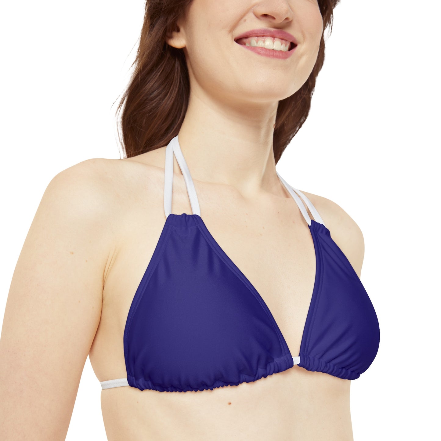 Blue Strappy Triangle Bikini Top