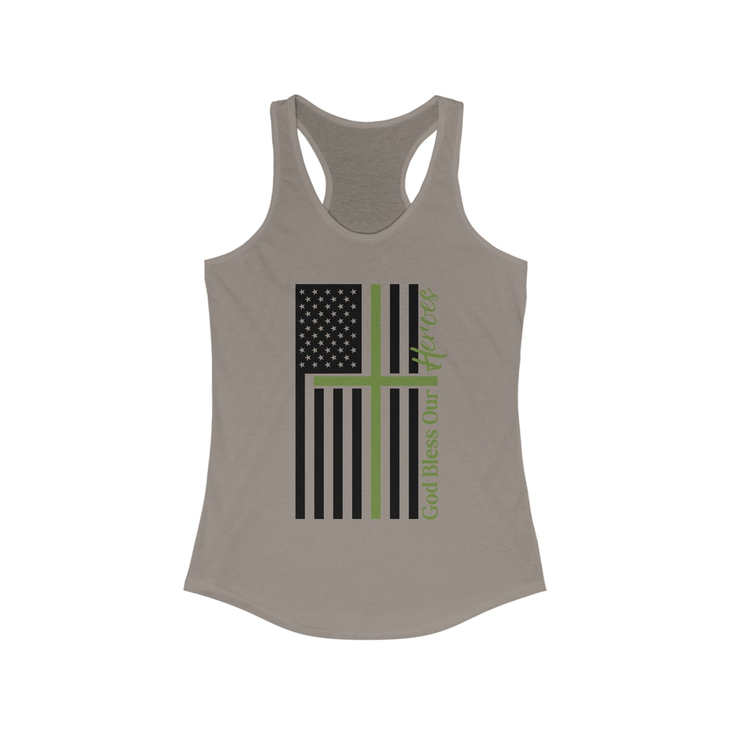 God Bless Our Militay Heroes Women's Ideal Racerback Tank