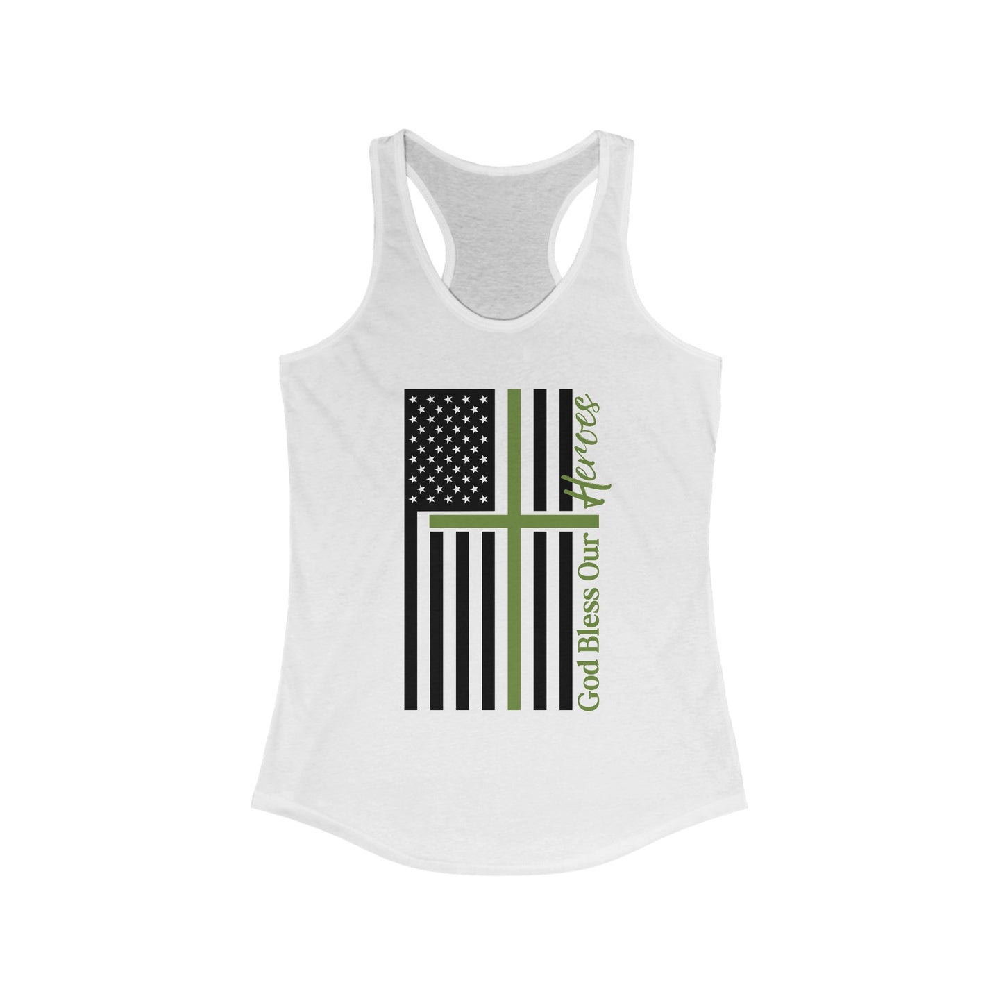 God Bless Our Militay Heroes Women's Ideal Racerback Tank