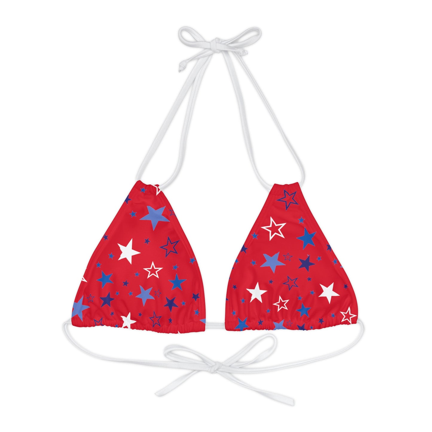 Patriotic Stars- Red Strappy Triangle Bikini Top