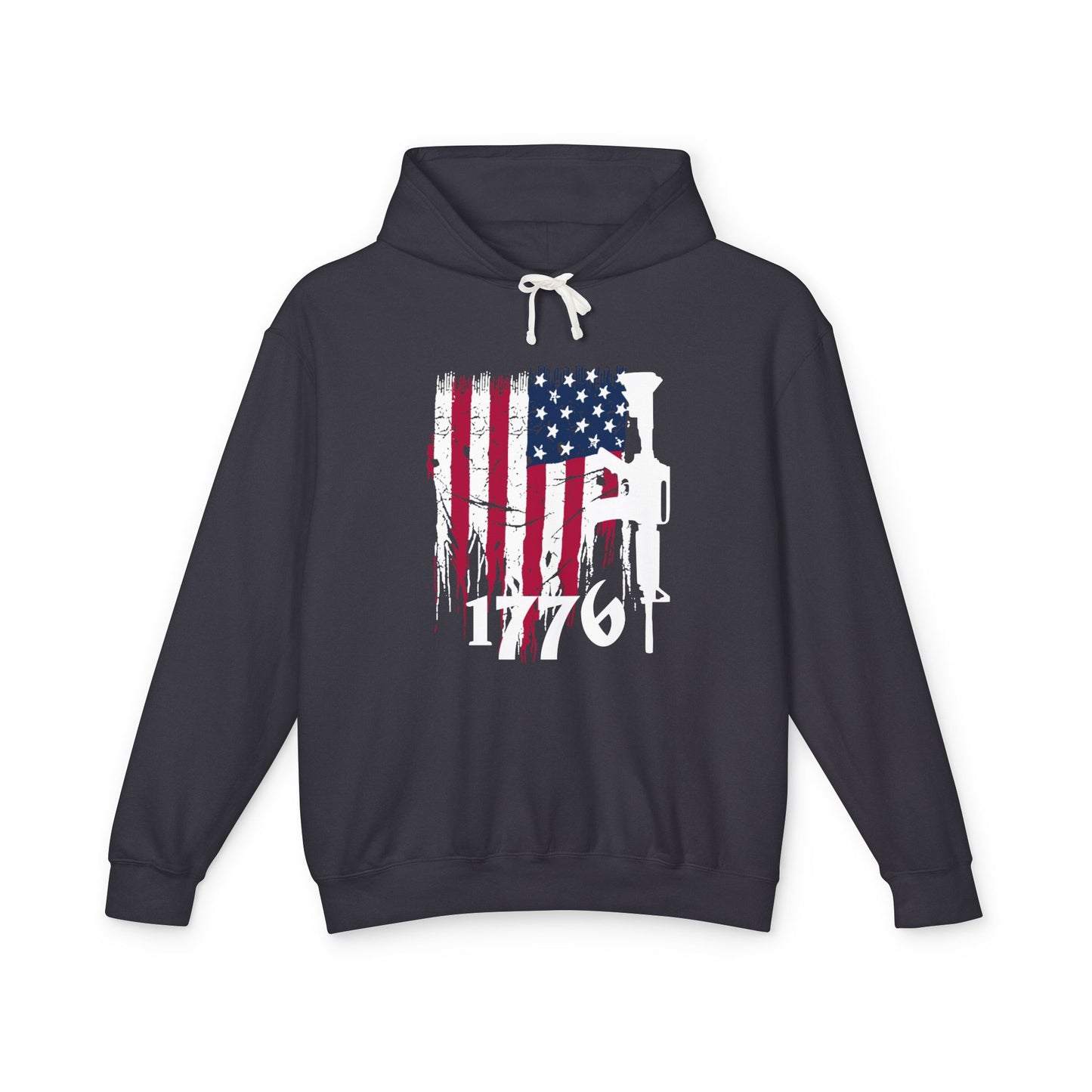 1776 US Flag Unisex Lightweight Hooded Sweatshirt