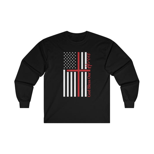 God Bless Our Firefighter Heroes Unisex Ultra Cotton Long Sleeve Tee