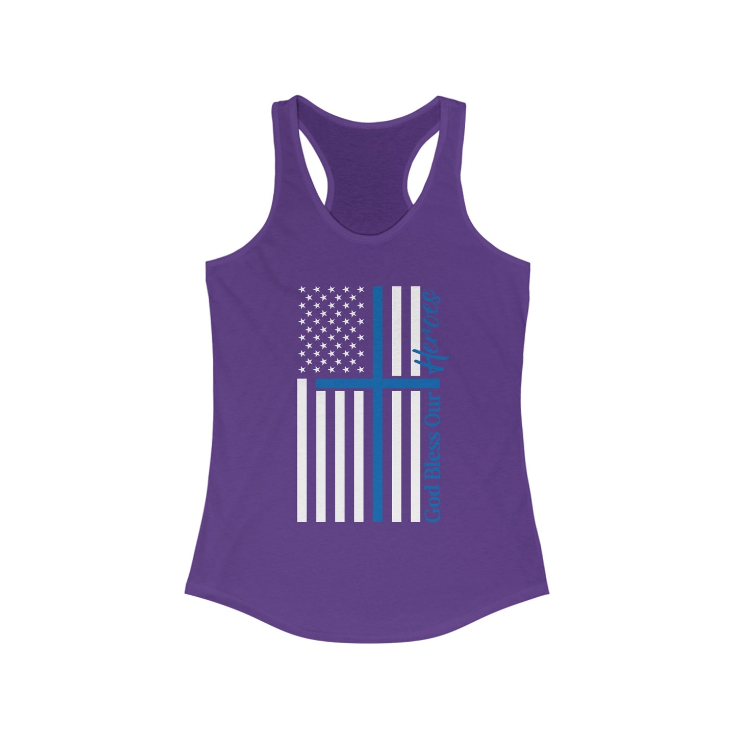 God Bless Our Police Heroes Women's Ideal Racerback Tank